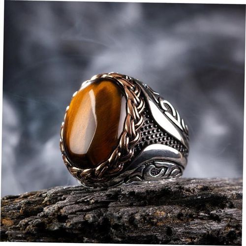 Retro Handmade Turkish Ring For Men Vintage Double Swords Bl
