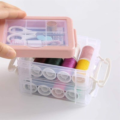 A portable sewing tool for sewing needles and threads in