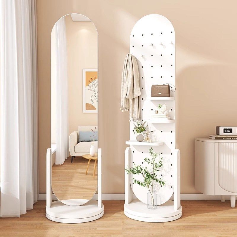 全身镜旋转穿衣镜洞洞板女生家用卧室衣帽架一体落地镜试衣镜子,住宅家具,穿衣镜,淘宝优惠券,粉丝福利购,淘宝优惠卷