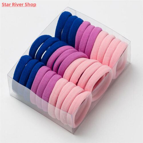 30Pcs Elastic Hair Accessories For Women Kids Black Pink Blu