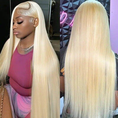 613# Honey Blonde Straight 13x4 Lace Frontal Wig Human Hair