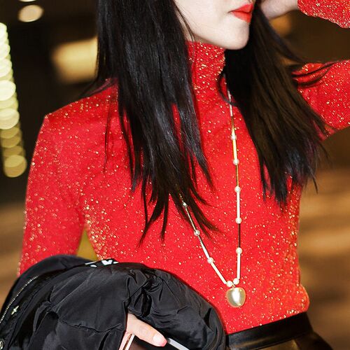 Winter Autumn Thick Warm Women Elegant Lace Blouses Shirts L