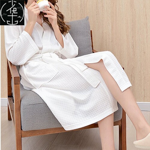 Women Men Bath Robe Waffle Shower Sleepwear Nightgowns Robe