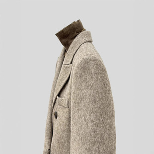 羊毛呢大衣 韩系宽松高级感短款 双面羊绒西装 外套女2024年秋冬新款