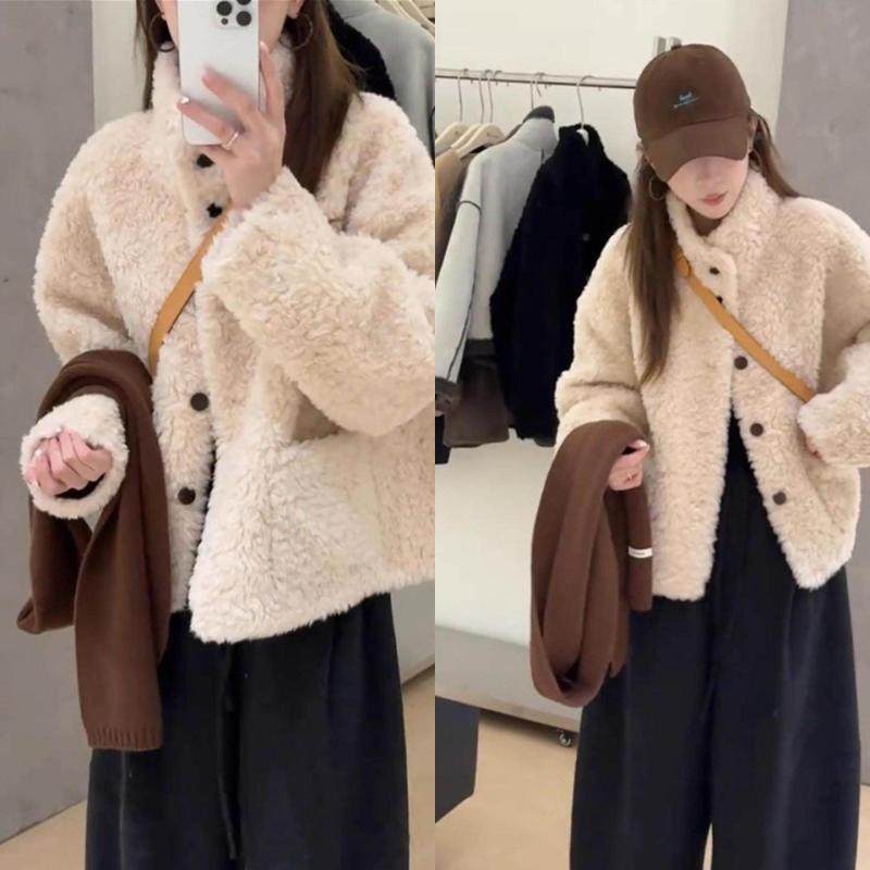 韩系复古羊羔毛皮毛一体外套女2025秋冬新款气质百搭显瘦毛毛上衣,女装/女士精品,毛呢外套,淘宝优惠券,粉丝福利购,淘宝优惠卷
