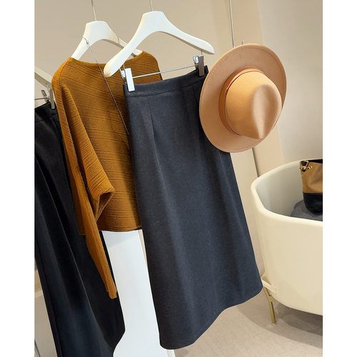 秋冬新款加厚毛呢半身裙高腰