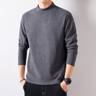 320g重磅羊毛蚕丝双面绒远红外升温中领打底衫 恤秋衣 半高领长袖