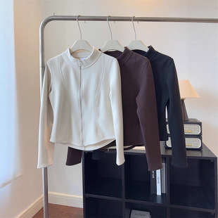 小蛮腰升级版~秋冬软糯保暖加绒拉链外套女立体百搭显瘦内搭上衣