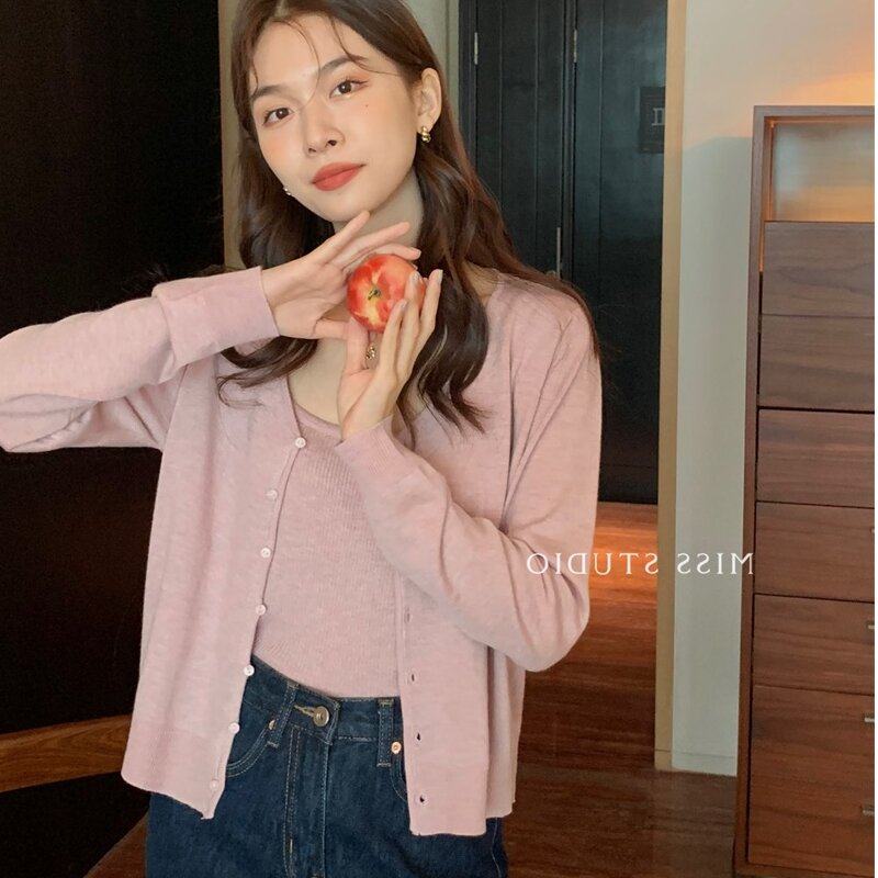 法式针织开衫加吊带上衣女装2026年春季新款温柔穿搭御姐两件套,女装/女士精品,毛针织衫,淘宝优惠券,粉丝福利购,淘宝优惠卷