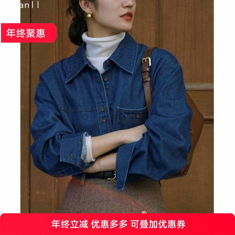 布莱克书店挺括有型棉文艺复古长袖经典叠穿牛仔衬衫女,男装,牛仔衬衫,淘宝优惠券,粉丝福利购,淘宝优惠卷
