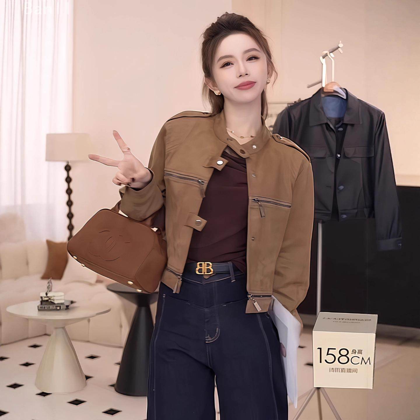 短款麂皮绒外套女2025春秋新款复古设计感拉链小个子高级夹克上衣,女装/女士精品,短外套,淘宝优惠券,粉丝福利购,淘宝优惠卷