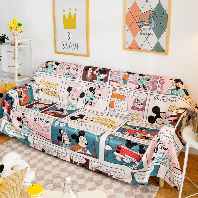 卡通儿童沙发盖布米奇米妮新款潮坐垫四季用懒人扶手巾防尘罩套子