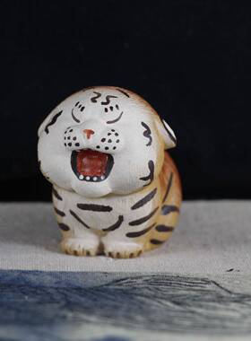 宜兴茶具紫砂宠摆老件小虎可养瑞兽手工功夫茶YCV配件纳福萌趣摆