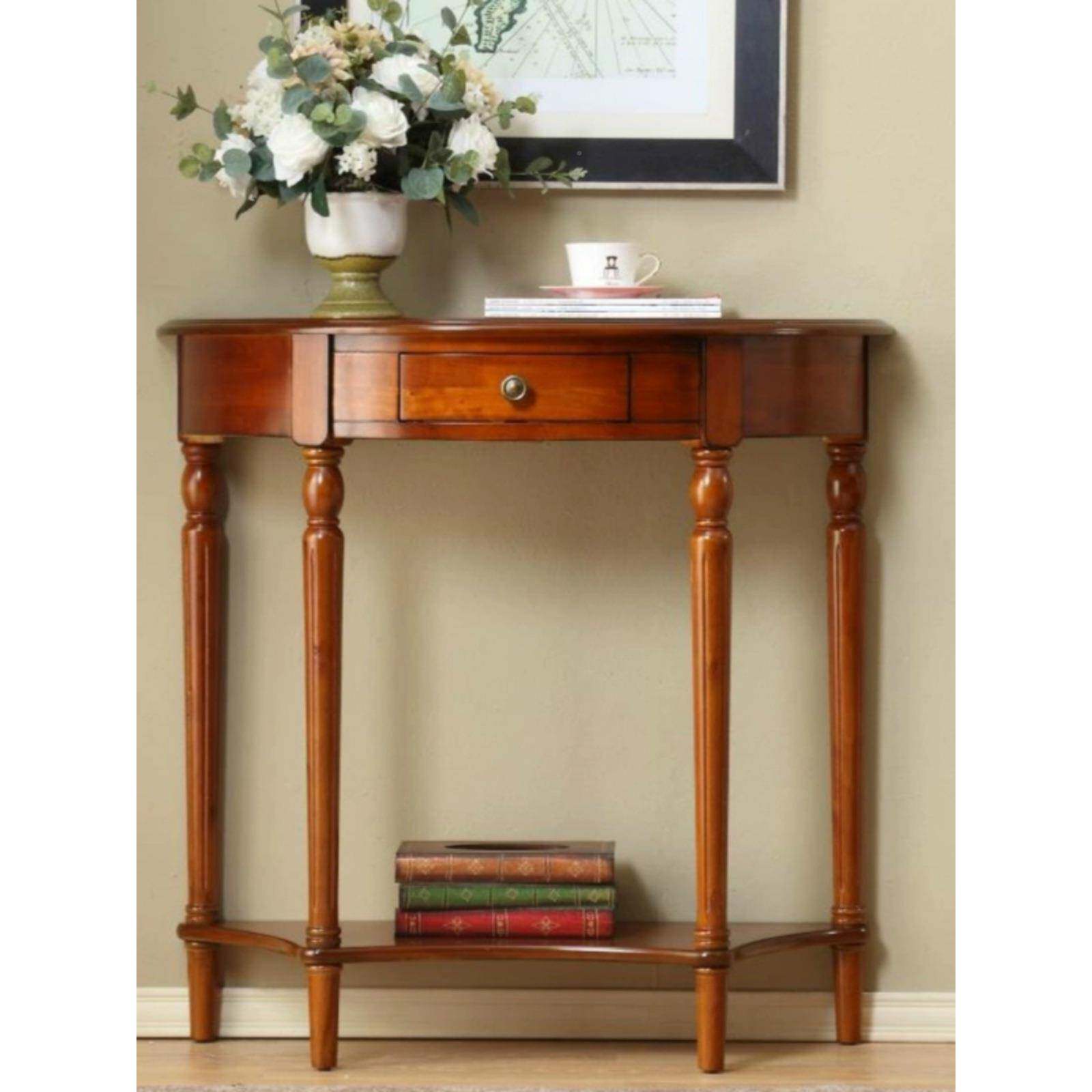 欧式实木玄关断桌隔美式玄廊关柜长条桌靠墙走半圆柜83062玄关台