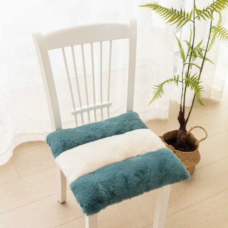 羽宏獭兔拼条坐垫毛绒加厚学生冬季垫子屁股垫办公室久坐座垫