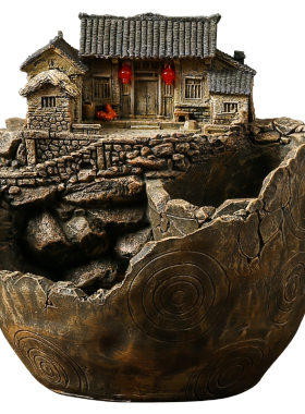 中式摆件微缩房子复古建筑模型电视柜装饰茶几客厅阳台造景书房