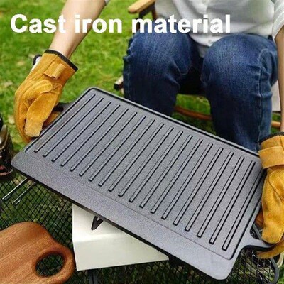 Cast Iron Grill Pan Double Sided Griddle Pan with Double
