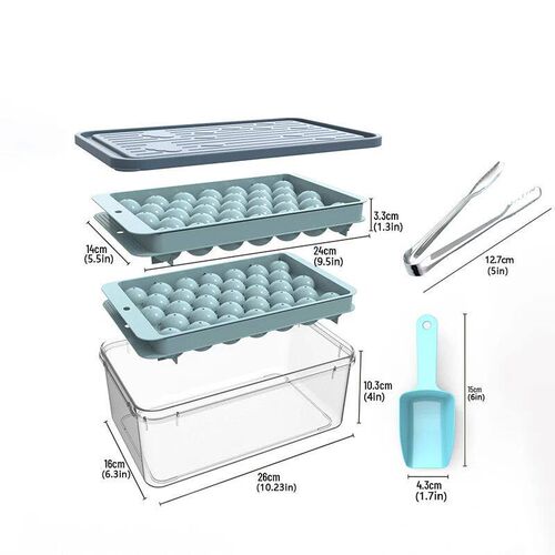 Round Ice Cube Tray with Lid & Bin Ice Ball Maker Mold for F
