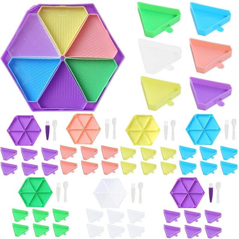 6 Grid Palette Hexagon Diamond Painting Tray Kits Large Capa - 实物图