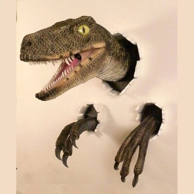 3D Dinosaur Decoration Velociraptor Set Resin Wall Atmospher