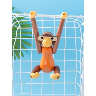 创意实木猴子摆件小挂件木质木偶家居装饰工艺品儿童房吉祥物玩偶