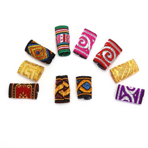 10Pcs/Lot Hiphop Embroidery Fabric Hair Braid Dread Dreadloc