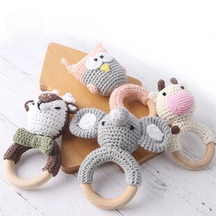 Baby Rattle Toys For Children 1Pc Smooth Beech Wood Teething