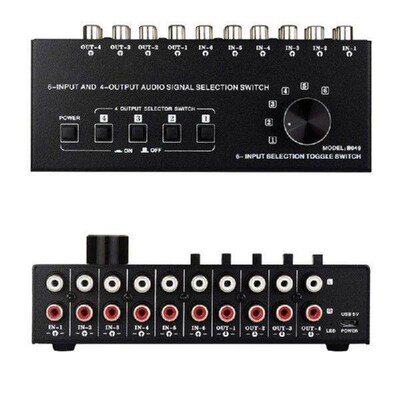 Sound Switcher Splitters 6 in 4 Out Stereo Sound Channel