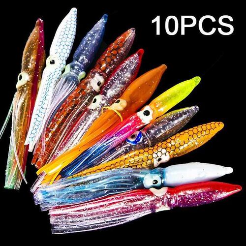 Hot!10pcs Soft Lure Squid Skirts 8cm Rubber Artificial Bait