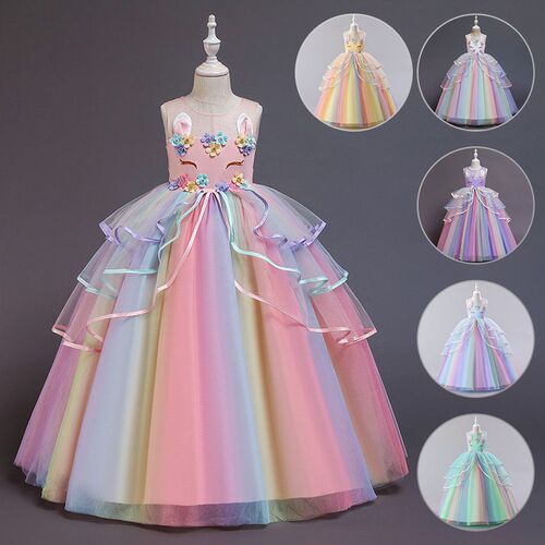 Childrens Dress Girls Puff Mesh Princess Dress Festival Ta