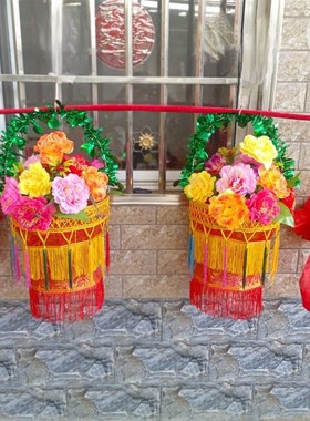 舞蹈花篮花挑铁丝架大花篮秧歌大花篮道具舞台戏剧戏曲花篮挑花篮