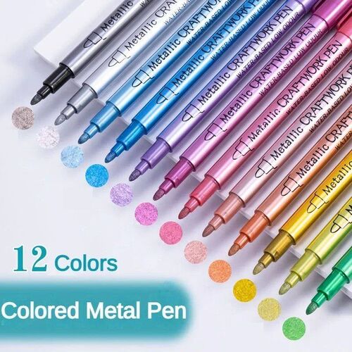 12 Color Metallic Marker Pen Resin Drawing Pen Acrylic Paint