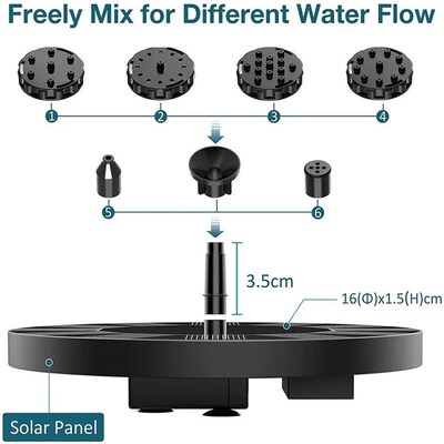 13/16/18cm Floating Solar Panel Solar Fountain Pump Bird Bat