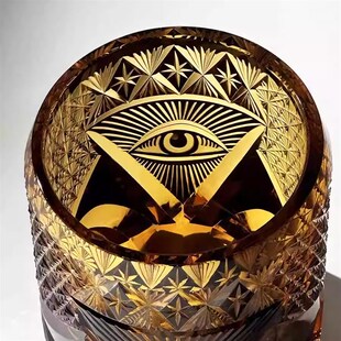 限量版 上帝之眼江户切子杯子洋酒杯高级感手工雕花水晶威士忌酒杯