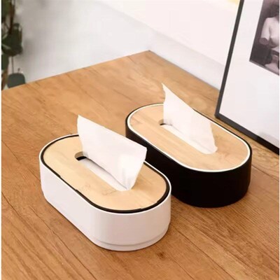 Tissue Box Holder Bamboo Cover Toilet Paper Box Napkin Holde