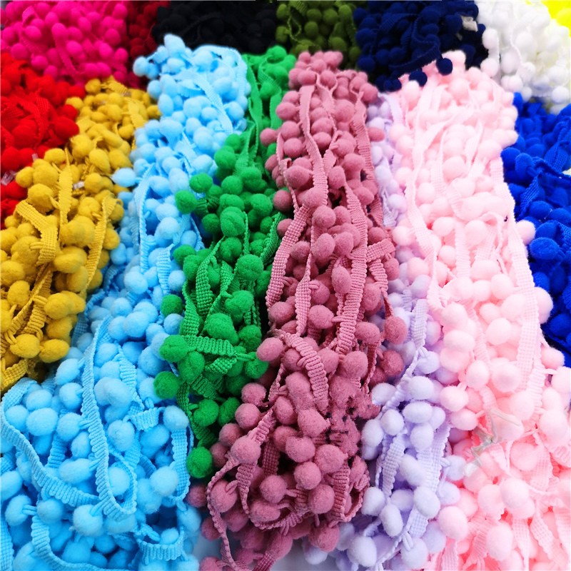 2 yards Pom Pom Lace Trim Ball Ribbon MINI Pearl Pompom Frin - 实物图
