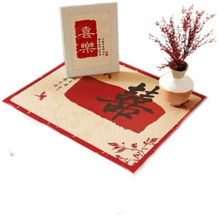 红色床头柜盖布结婚婚房喜庆装饰布置喜字桌面台布婚礼防尘罩盖巾