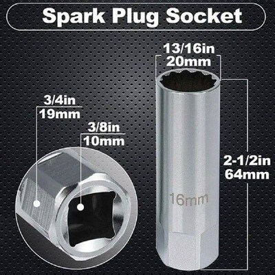 38inch Drive Spark Plug Wrench, 12Point Removal Tool, Metal
