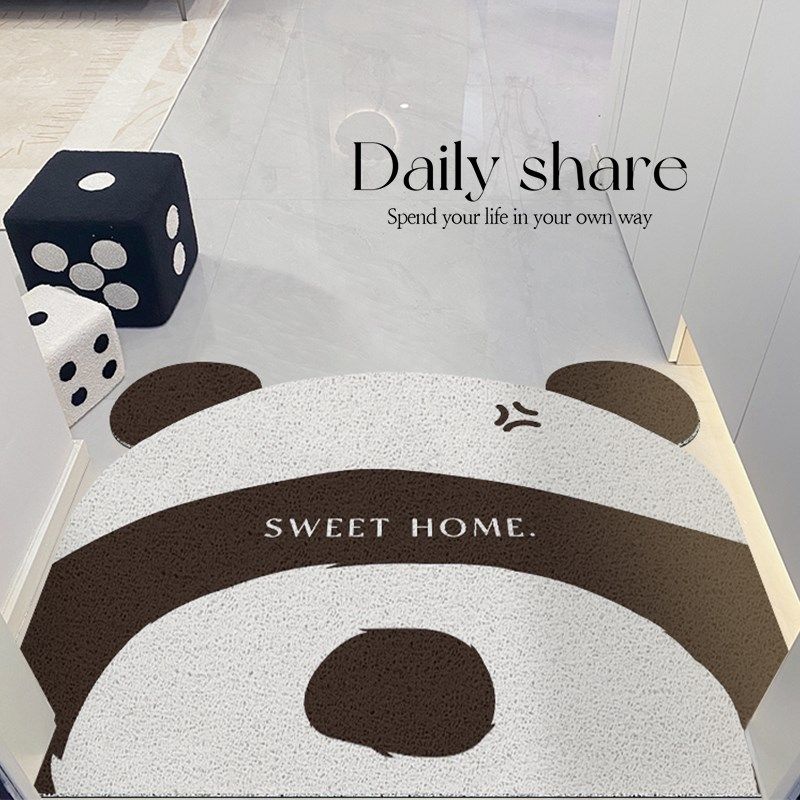 卡通熊猫入户地垫可裁剪丝圈耐脏门垫进门玄关家用防滑大门口地毯,居家布艺,入户地垫,淘宝优惠券,粉丝福利购,淘宝优惠卷