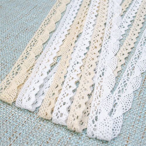 5Yards Cotton Lace Trim Ribbon Vintage White Beige Fabric Cr