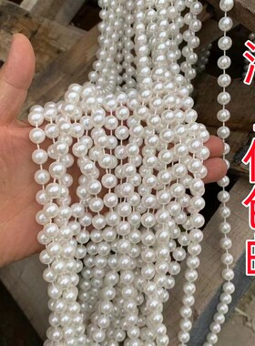 新款婚礼装饰仿真珍珠串白色成品公主亭挂饰婚庆场景布置道具路引