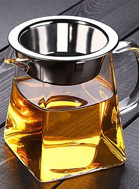 宣室堂 透明玻璃公道杯 家用耐热功夫茶具带不锈钢过滤茶漏分茶器