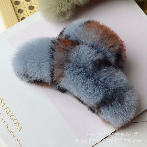 Real Rex Rabbit Hair Back of Head 13cm Grab Clip Oversized H