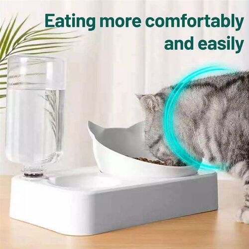 Plastic Cat Gravity Water and Food Bowls Elevated Cat Bowls