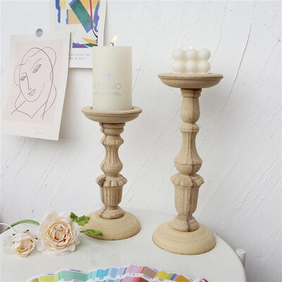Candelabrum Wooden Creative Candlestick Pattern Tray Candle