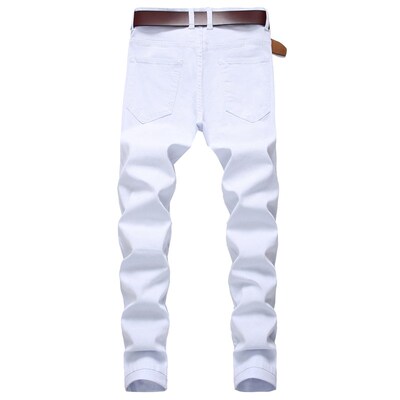 Mens Casual Big Rapped Sretch Trousers Slim-fit Denim Mens