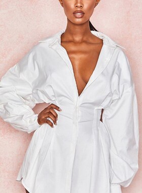 Spring Fall Fashion Womens Solid A-Line Dress Ladies Puff