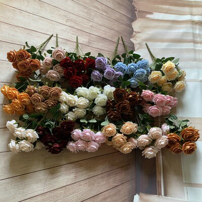 9 Heads 1 Bunch Camellia Rose Artificial Flower Holding Bouq