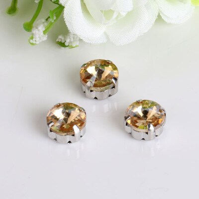 Satellite / Round Shape Glass Rhinestones With Claw Sew On C