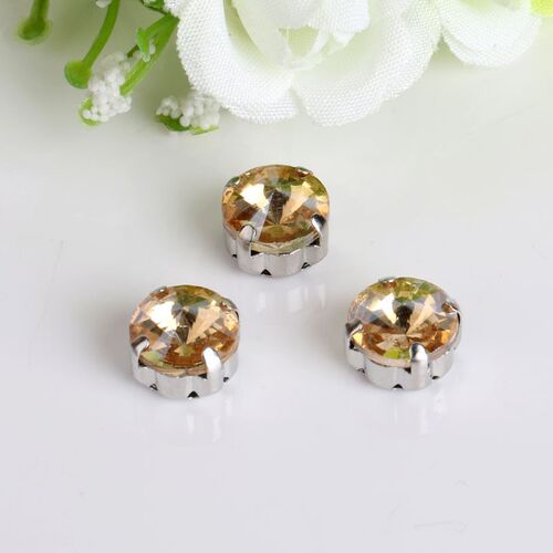 Satellite / Round Shape Glass Rhinestones With Claw Sew On C